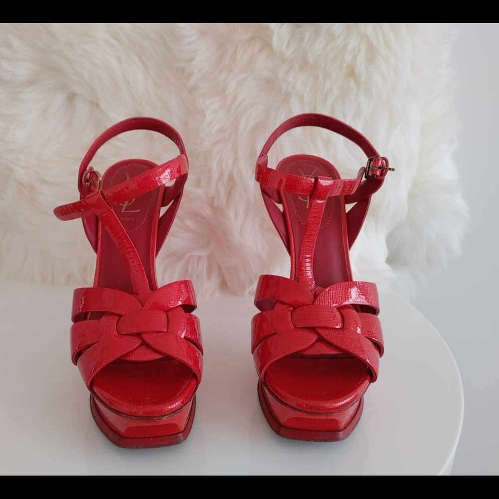 Red Patent Leather YSL Tribute Sandals size 37 - Picture 4 of 6